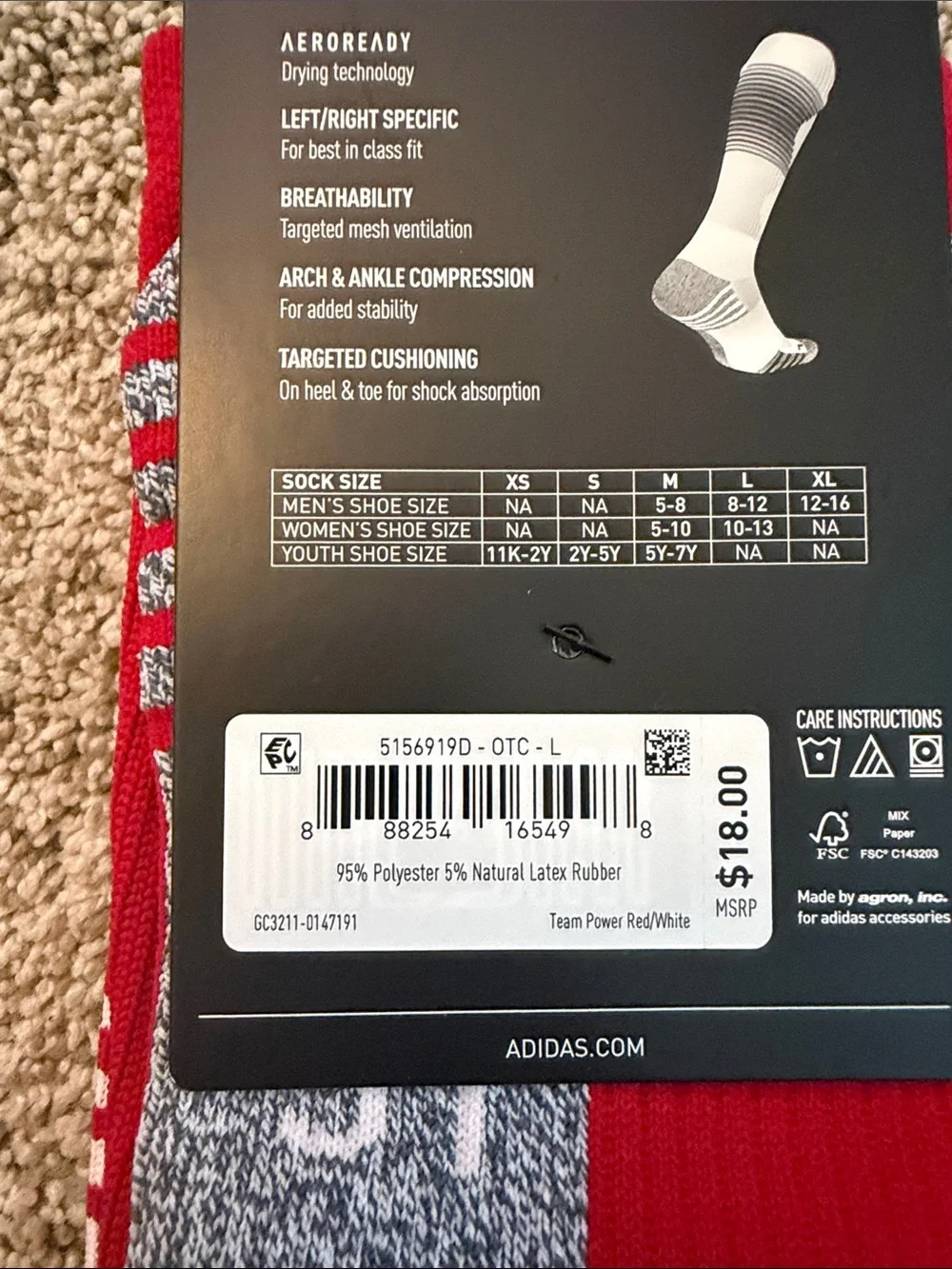 Adidas Over the Calf Red Soccer Socks